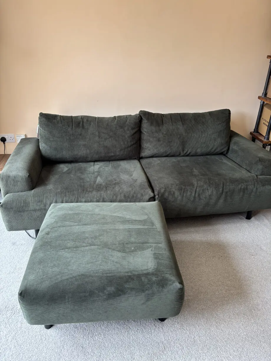 Habitat Julien Fabric 3 seater sofa + foot stool Dark Green