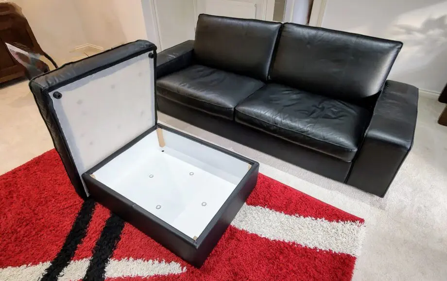 Ikea Kivik Leather Three Seater Sofa and Matching Footstool