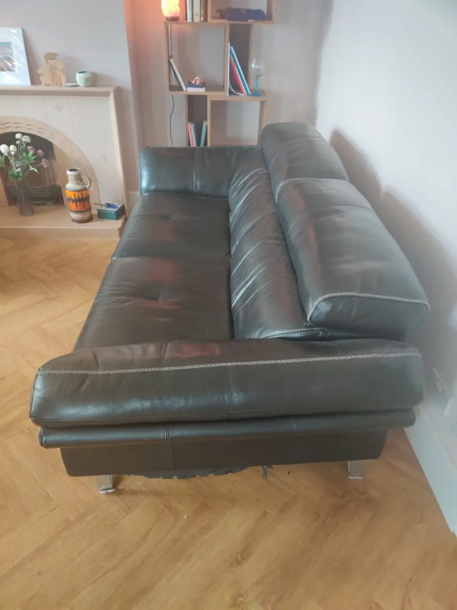 Black leather sofa