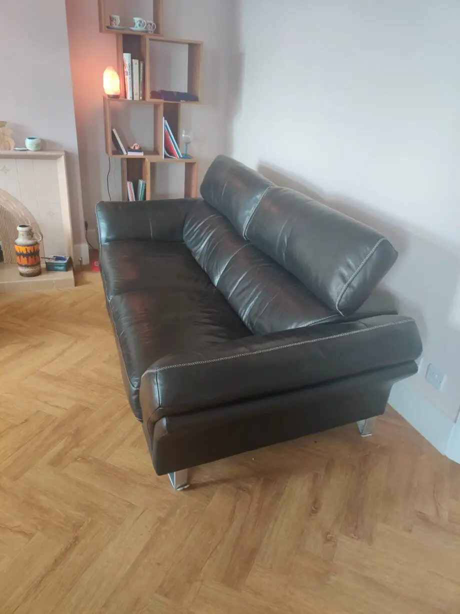 Black leather sofa