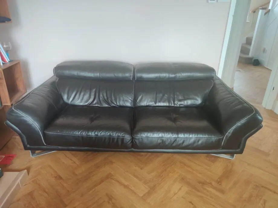 Black leather sofa