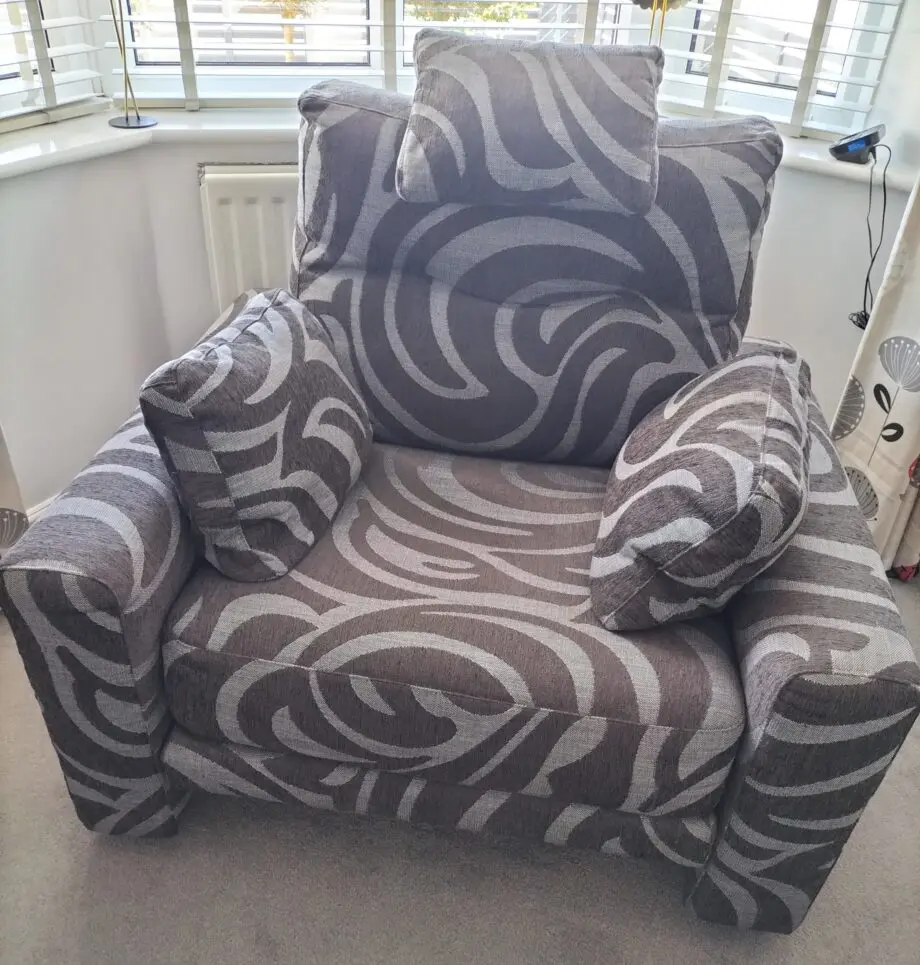 FAMA Dark Grey Sofa & Swivel Armchair
