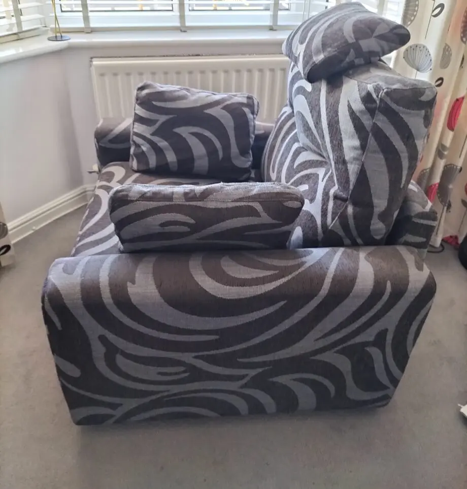 FAMA Dark Grey Sofa & Swivel Armchair