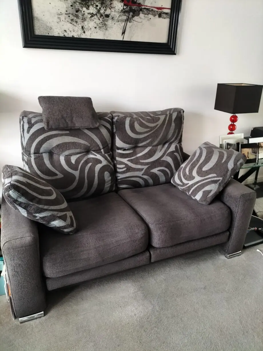 FAMA Dark Grey Sofa & Swivel Armchair