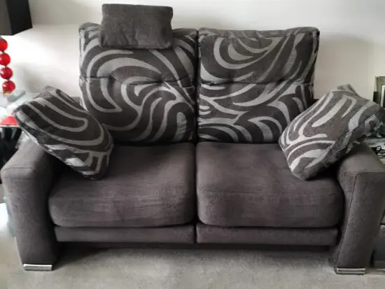 FAMA Dark Grey Sofa & Swivel Armchair