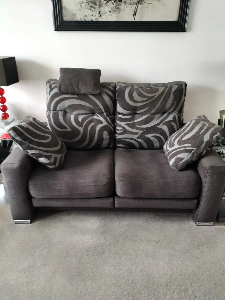 FAMA Dark Grey Sofa & Swivel Armchair