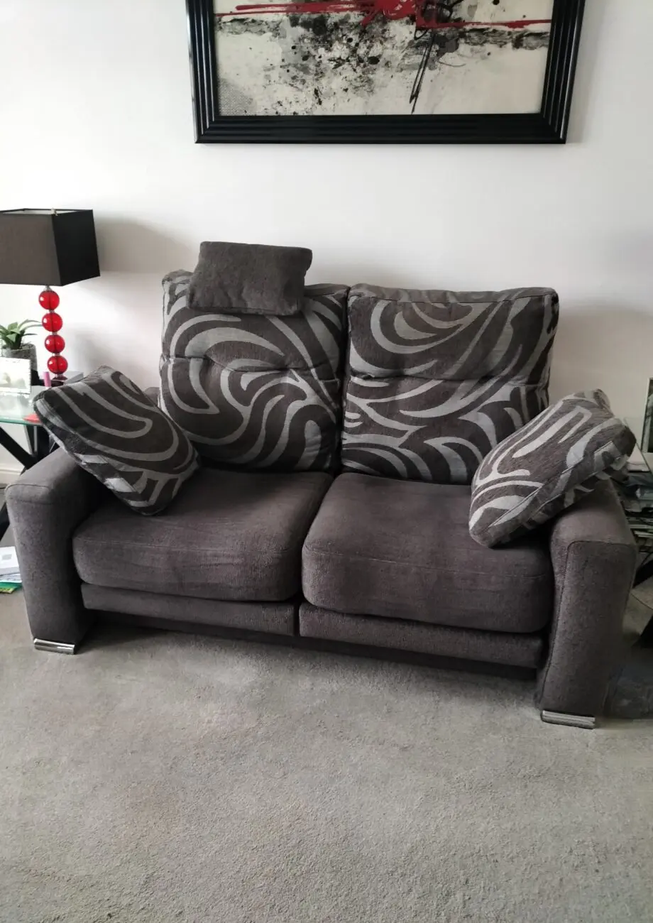 FAMA Dark Grey Sofa & Swivel Armchair
