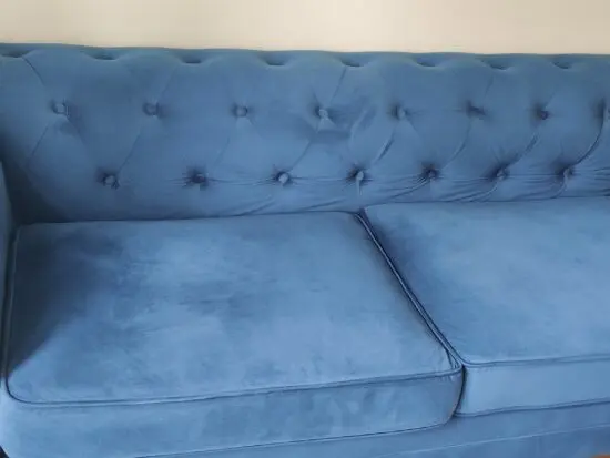 3 seater Chesterfield sofa, blue velvet