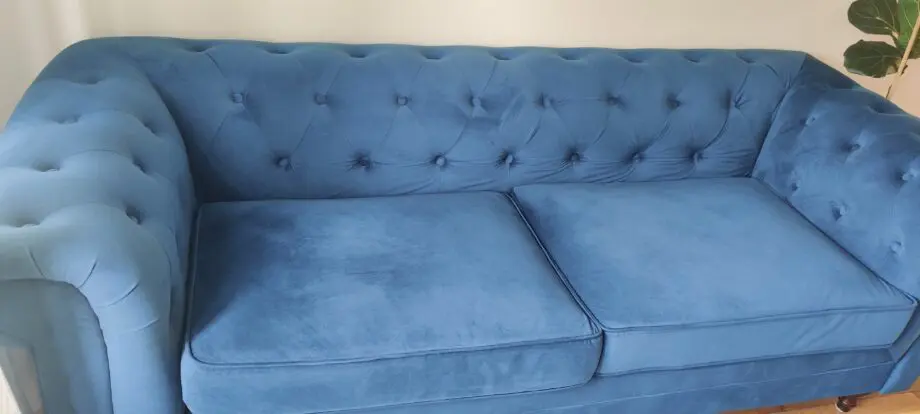3 seater Chesterfield sofa, blue velvet