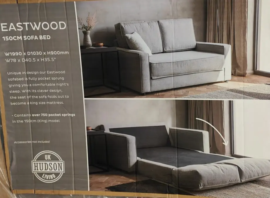 Brand New Grey 3 Seater Sofa Bed - Eastwood