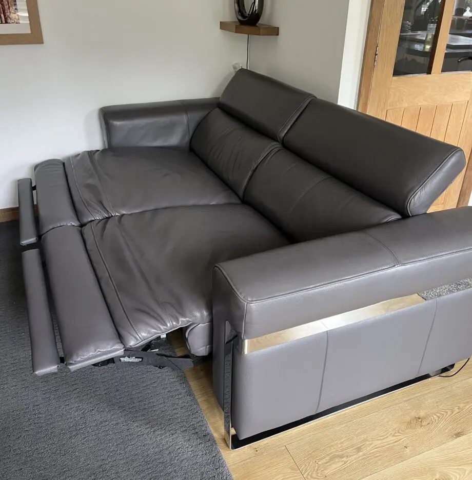 Sofology Recling Grey Leather Sofa