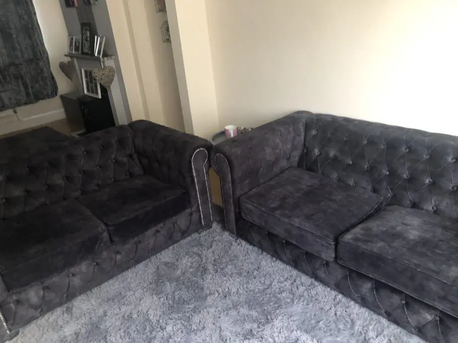 Charcoal chesterfield 3 and 2
