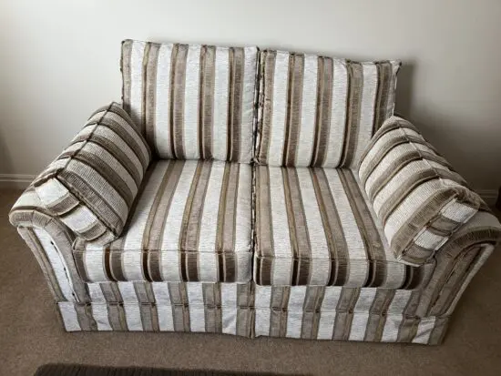 Sofa Bed Convertible Settee in brown/cream stripe