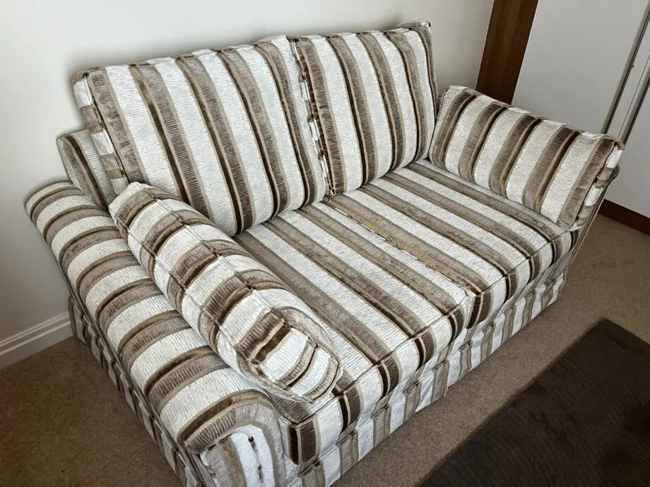Sofa Bed Convertible Settee in brown/cream stripe