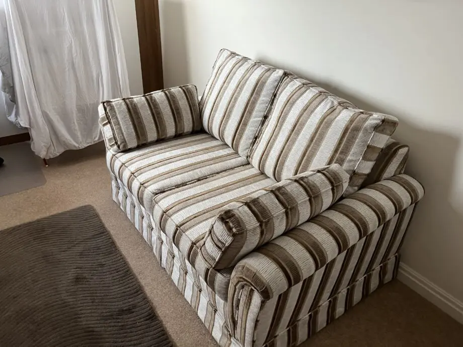 Sofa Bed Convertible Settee in brown/cream stripe