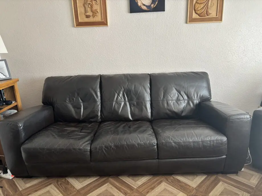 Annetts Dark Brown Leather 3 Piece Suite