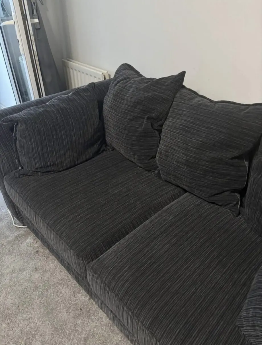 DFS Charcoal Sofa Set (Cuddle Chair with Footstool & 2 Seater)