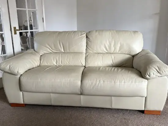 Harvey’s 100% cream leather sofa set 3+2