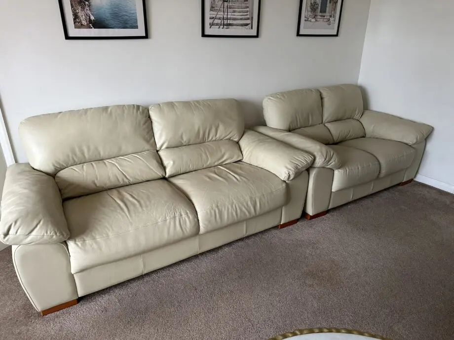 Harvey’s 100% leather cream sofa set 3+2