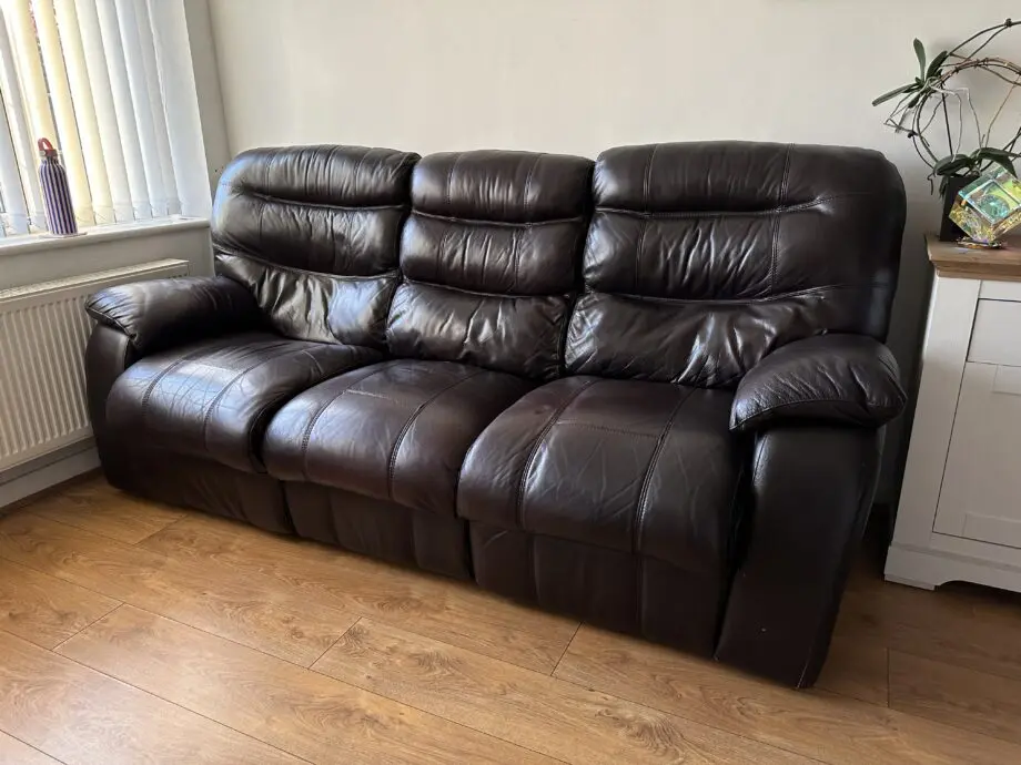 Brown leather recliner sofa set 3+2