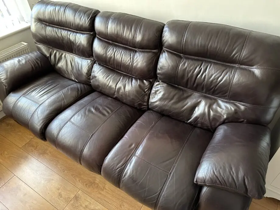 Brown leather recliner sofa set 3+2