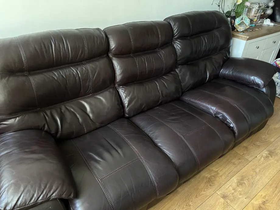 Brown leather recliner sofa set 3+2