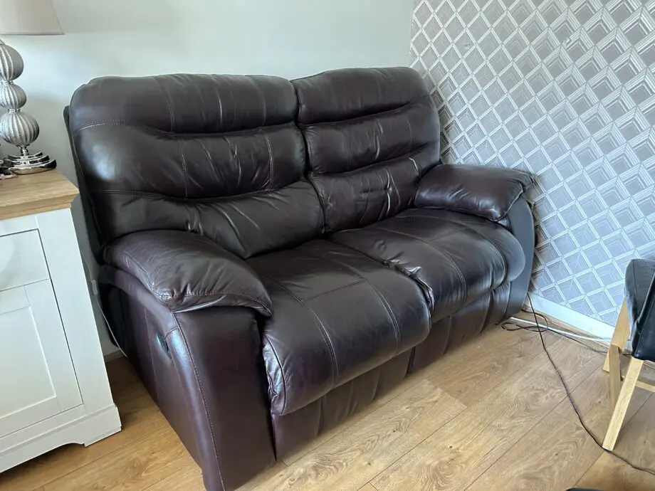 Brown leather recliner sofa set 3+2