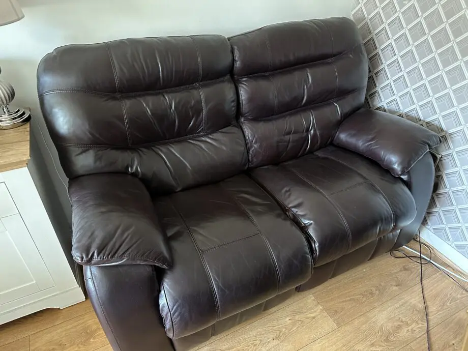 Brown leather recliner sofa set 3+2