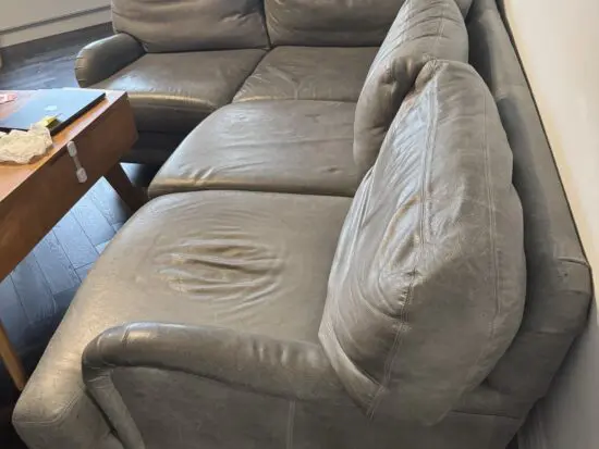 LOAF blue grey leather corner sofa