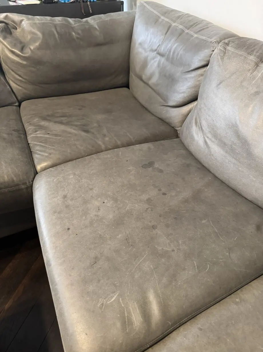 LOAF blue grey leather corner sofa