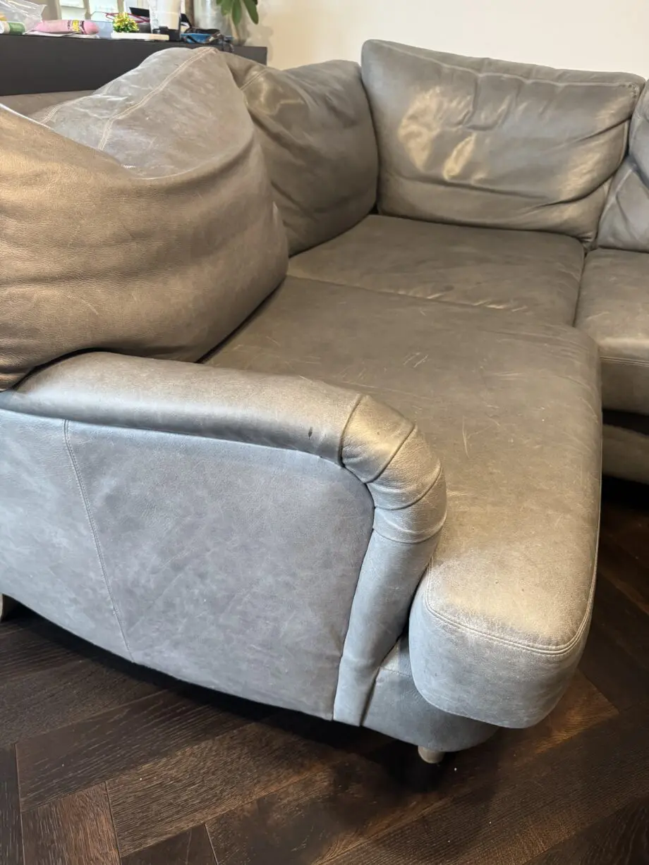 LOAF blue grey leather corner sofa