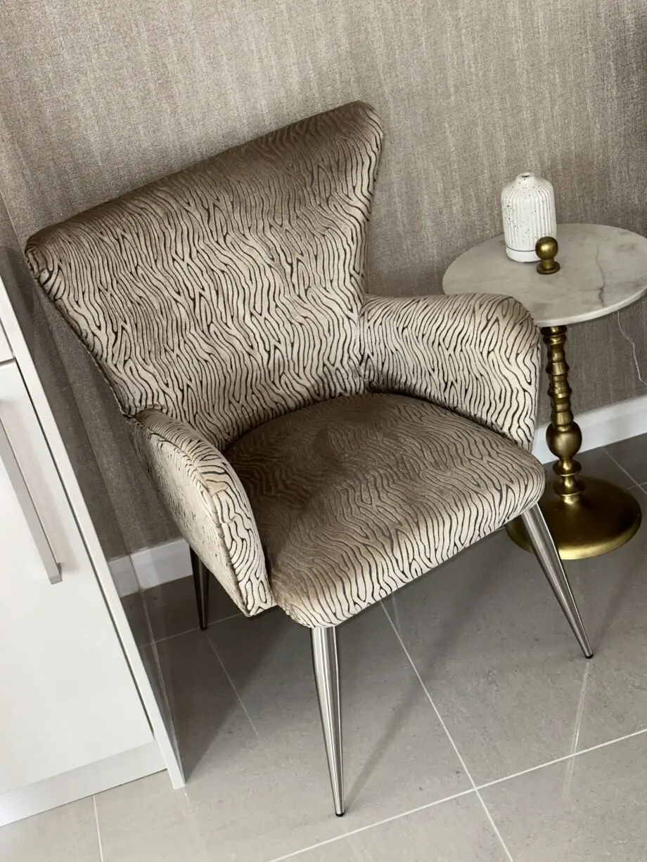 Champagne gold zebra stripe accent chairs x2