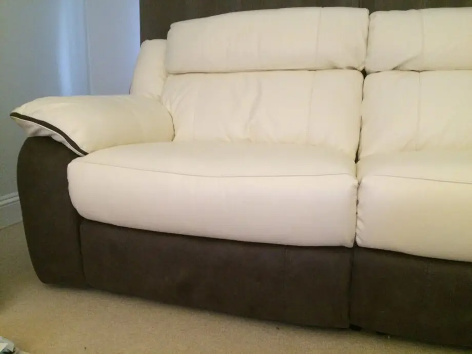 DFS 3 Seater leather Manual Recliner Sneaker White