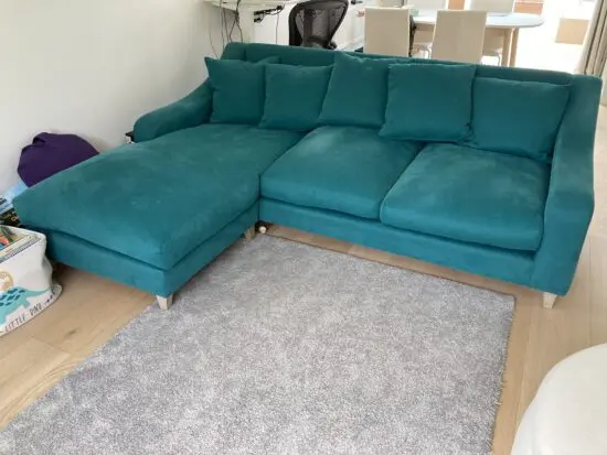 Large LOAF Oscar left chaise in gorgeous teal green colour
