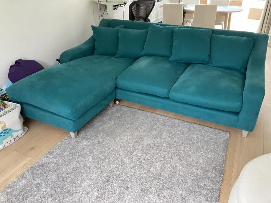 Large LOAF Oscar left chaise in gorgeous teal green colour