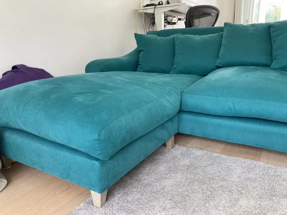 Large LOAF Oscar left chaise in gorgeous teal green colour