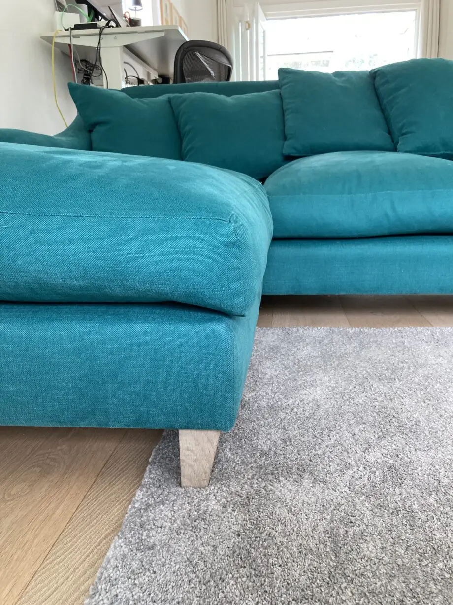 Large LOAF Oscar left chaise in gorgeous teal green colour