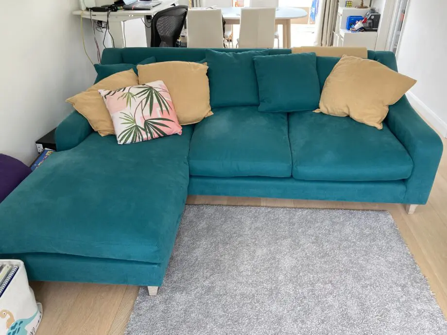 Large LOAF Oscar left chaise in gorgeous teal green colour