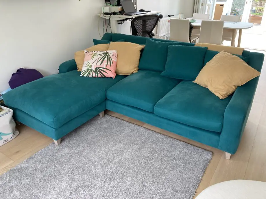 Large LOAF Oscar left chaise in gorgeous teal green colour