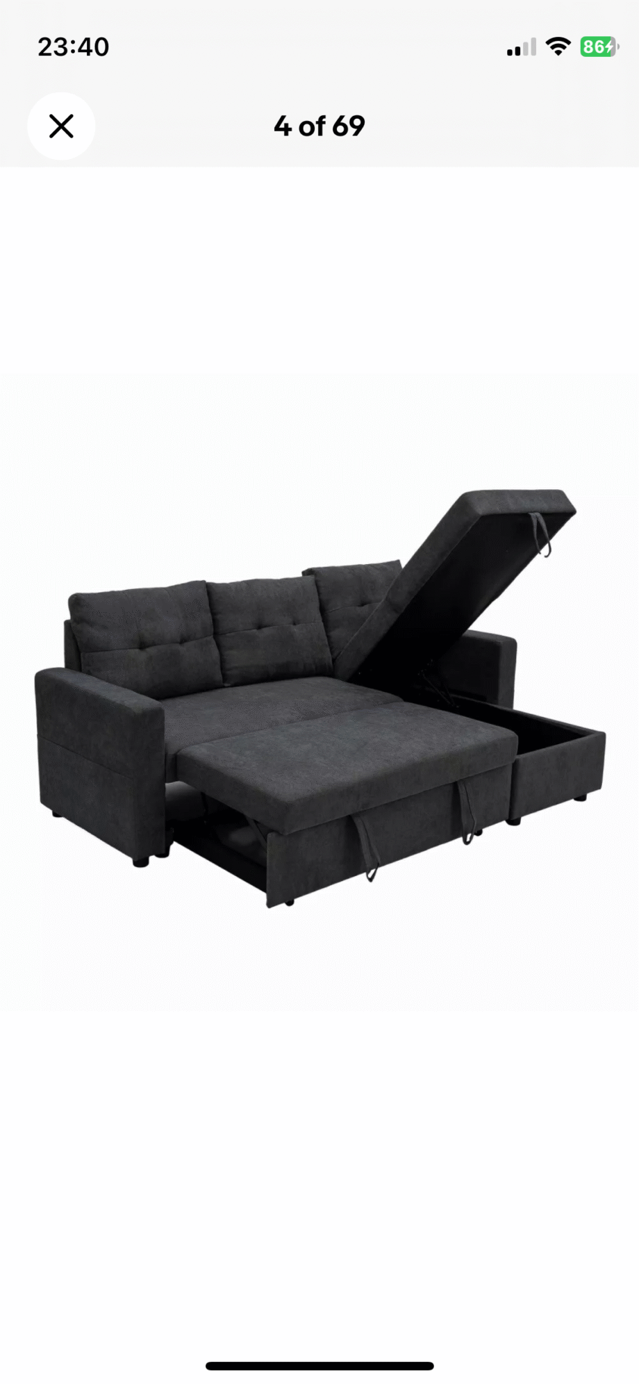 Grey Corner sofa bed