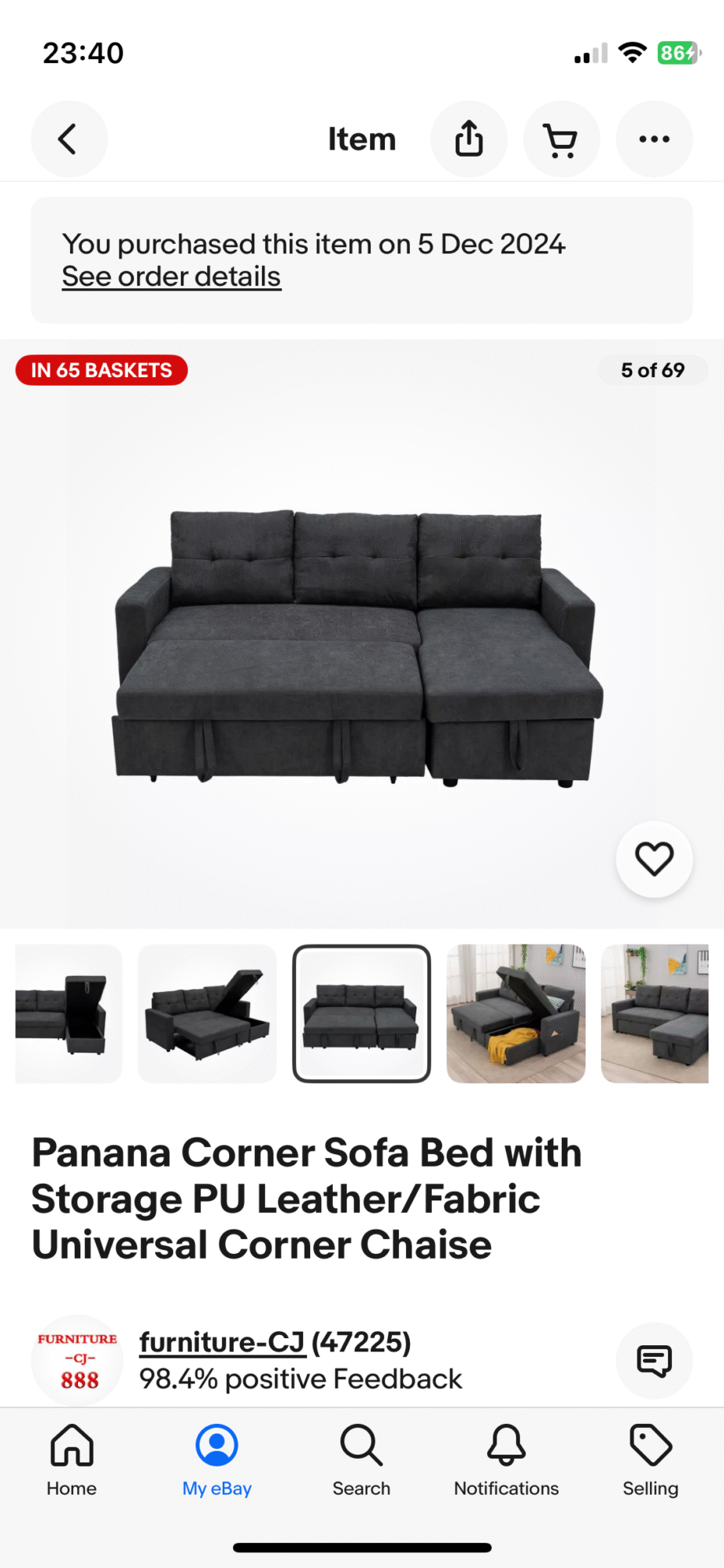 Grey Corner sofa bed
