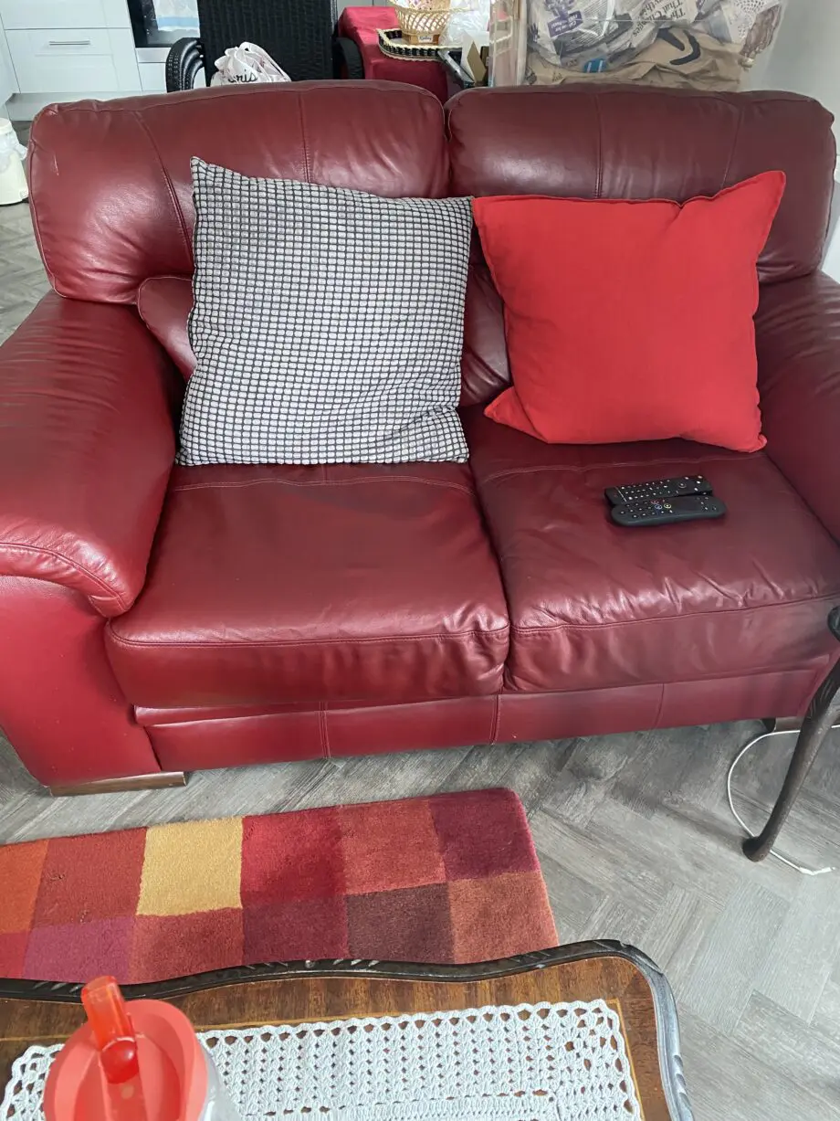 Genuine red leather sofas