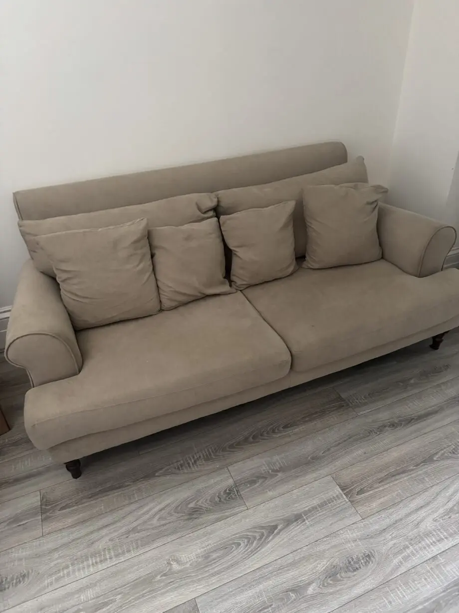 Cream 3-Seater Cushion Back Sofa