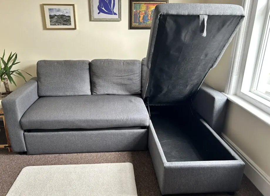 IKEA- Grey L-shaped Sofa Bed with storage