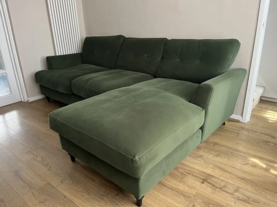 JOULES patterdale delux velvet green right hand chaise sofa