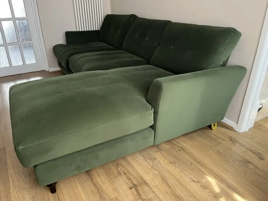 JOULES patterdale delux velvet green right hand chaise sofa