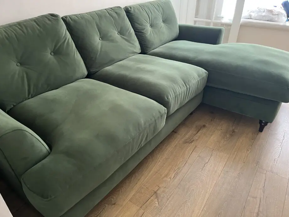 JOULES patterdale delux velvet green right hand chaise sofa