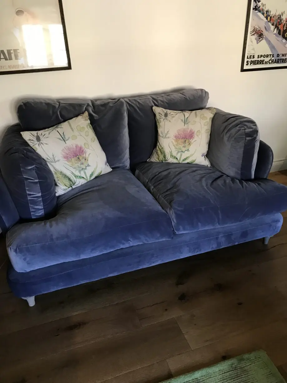 Loaf Squisheroo purple velvet sofa