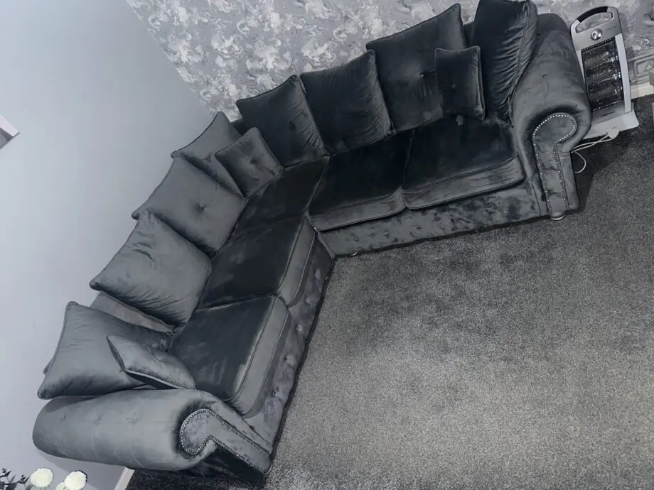 1x (Grey) Ashwin Plush Velvet Luxury Corner Sofa