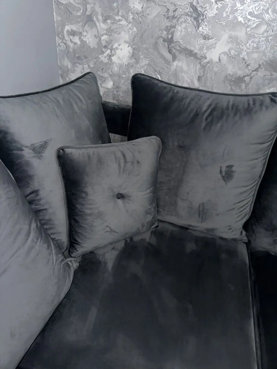 1x (Grey) Ashwin Plush Velvet Luxury Corner Sofa
